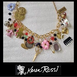 Karen ROSSI Mom-Themed Tea Pot Button Scissor Heart Flower Purse Charm Bracelet